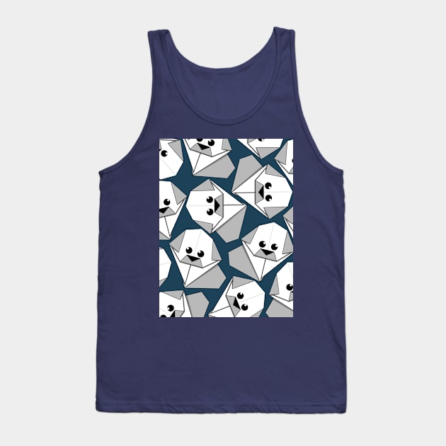 Origami Puppy Dark Blue Tank Top by Sketchbook ni Abi